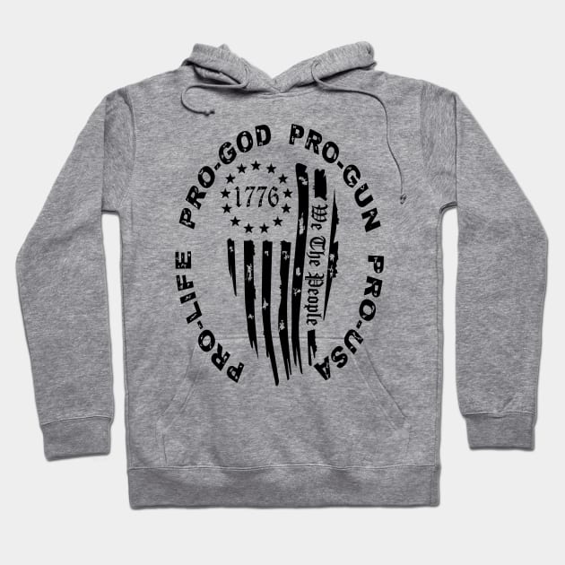 USA Flag Decal Hoodie by VikingHeart Designs